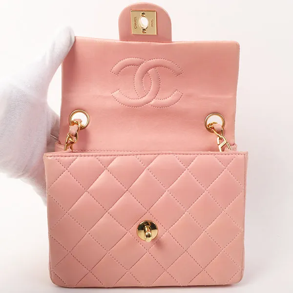 Chanel Around 2003 Made Classic Flap Chain Bag Mini Pink