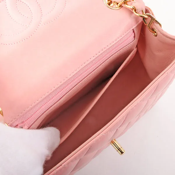 Chanel Around 2003 Made Classic Flap Chain Bag Mini Pink