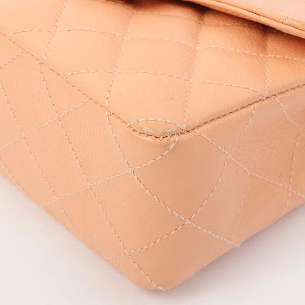 Chanel Around 2005 Made Caviar Skin Classic Flap Chain Bag Mini Salmon Pink