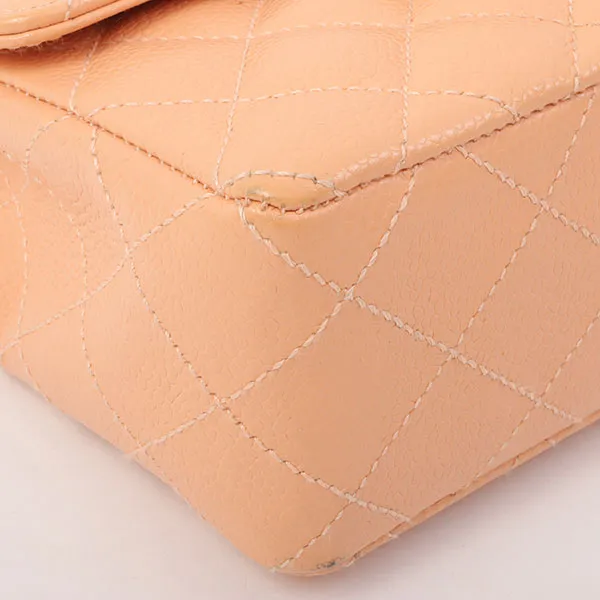 Chanel Around 2005 Made Caviar Skin Classic Flap Chain Bag Mini Salmon Pink