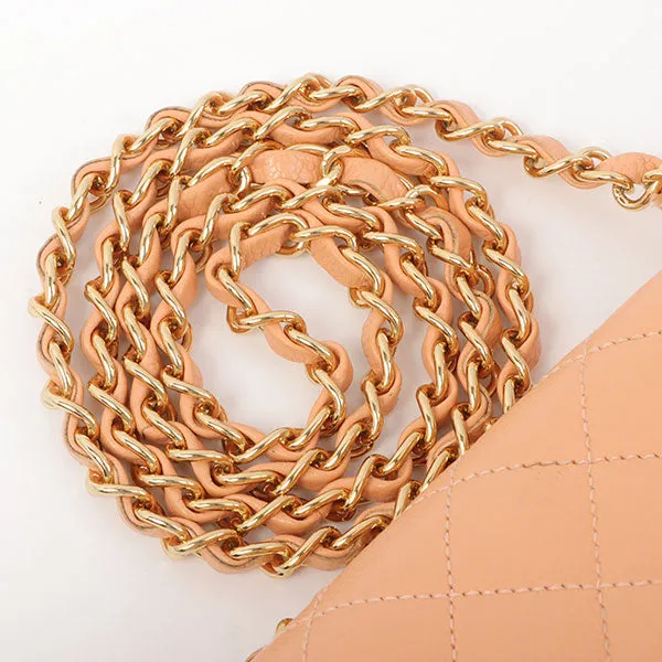 Chanel Around 2005 Made Caviar Skin Classic Flap Chain Bag Mini Salmon Pink
