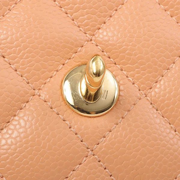 Chanel Around 2005 Made Caviar Skin Classic Flap Chain Bag Mini Salmon Pink