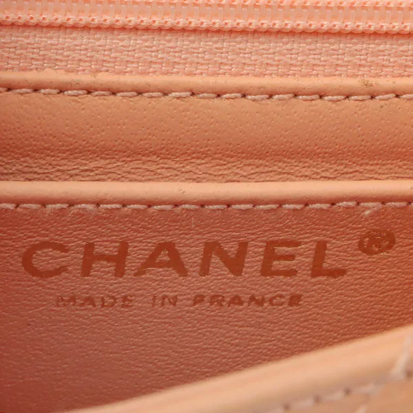 Chanel Around 2005 Made Caviar Skin Classic Flap Chain Bag Mini Salmon Pink