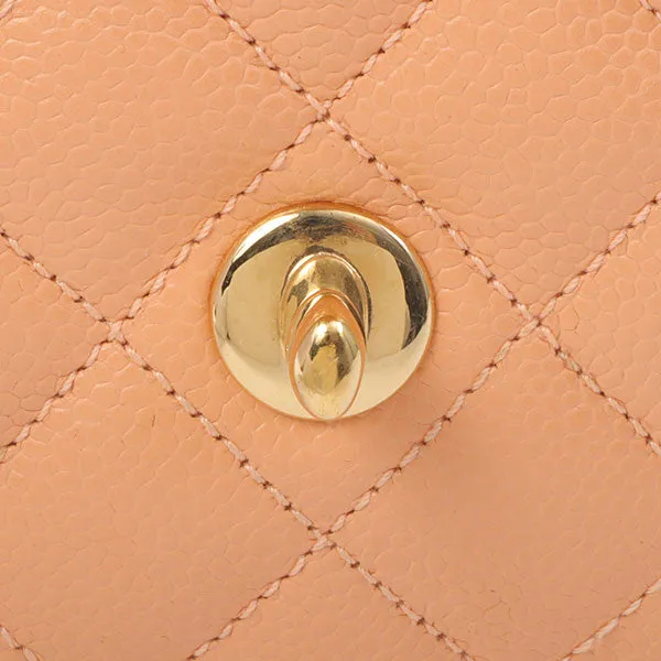 Chanel Around 2005 Made Caviar Skin Classic Flap Chain Bag Mini Salmon Pink