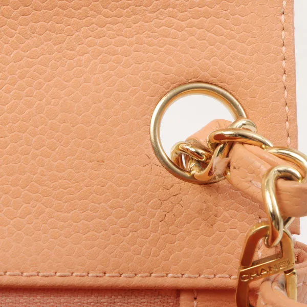 Chanel Around 2005 Made Caviar Skin Classic Flap Chain Bag Mini Salmon Pink