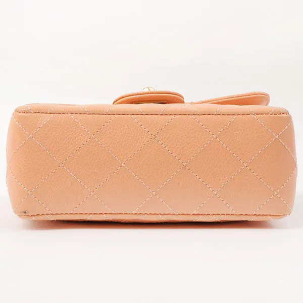 Chanel Around 2005 Made Caviar Skin Classic Flap Chain Bag Mini Salmon Pink
