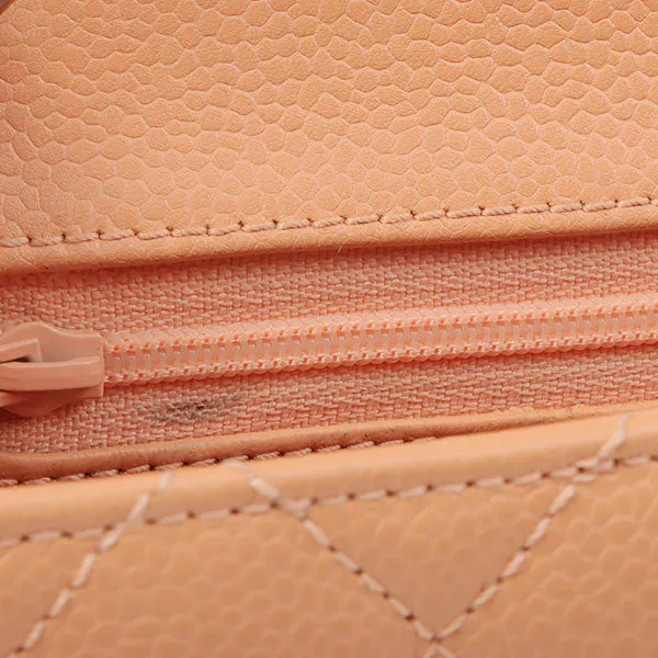 Chanel Around 2005 Made Caviar Skin Classic Flap Chain Bag Mini Salmon Pink