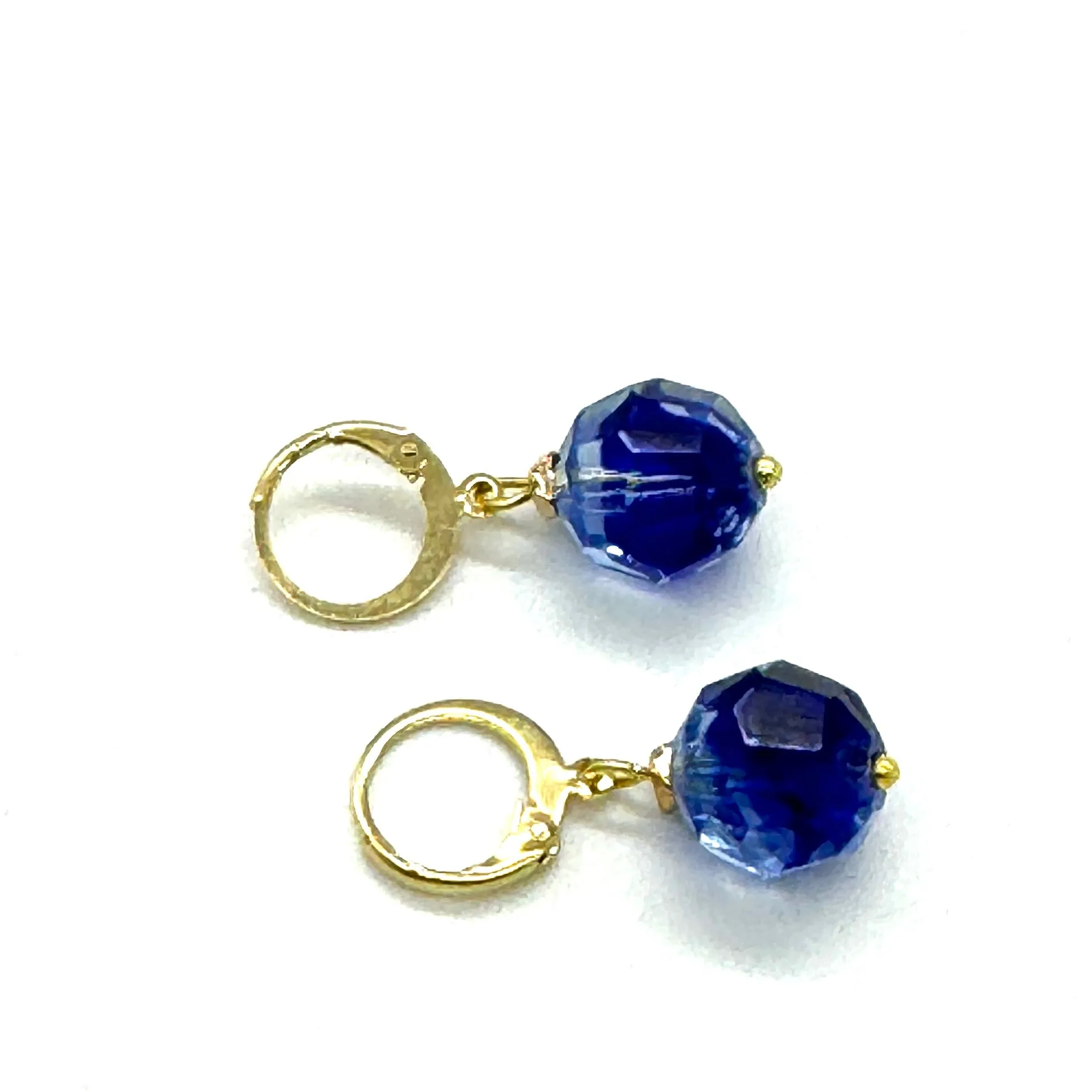 Cobalt Blue Faceted Givre' Glass Earrings
