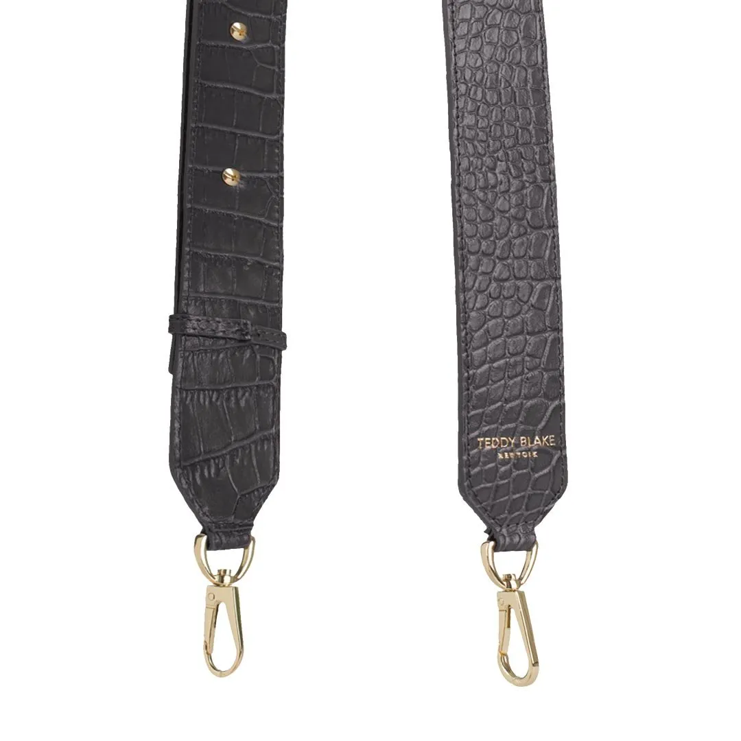 Croco Leather Wide Strap - Grey
