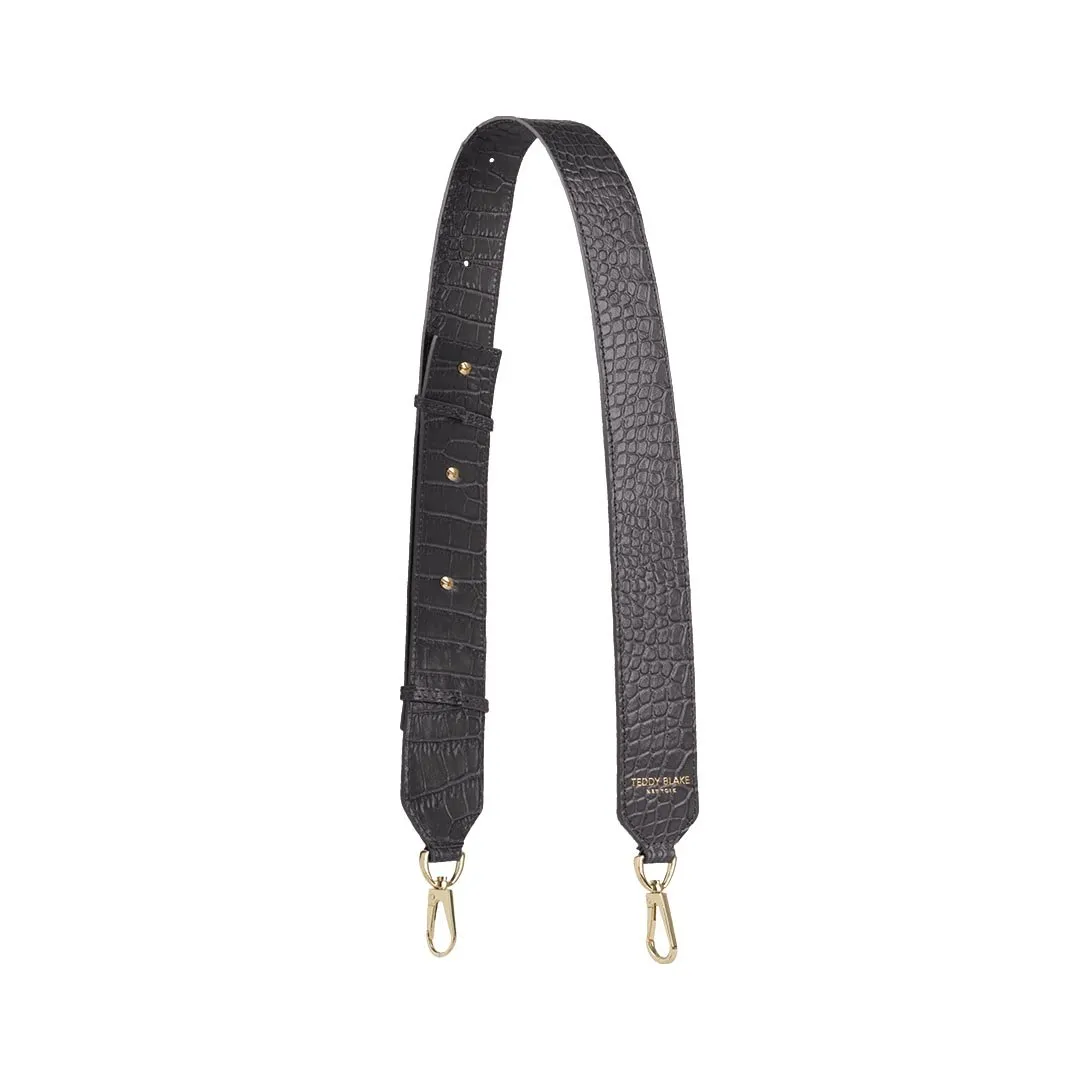 Croco Leather Wide Strap - Grey