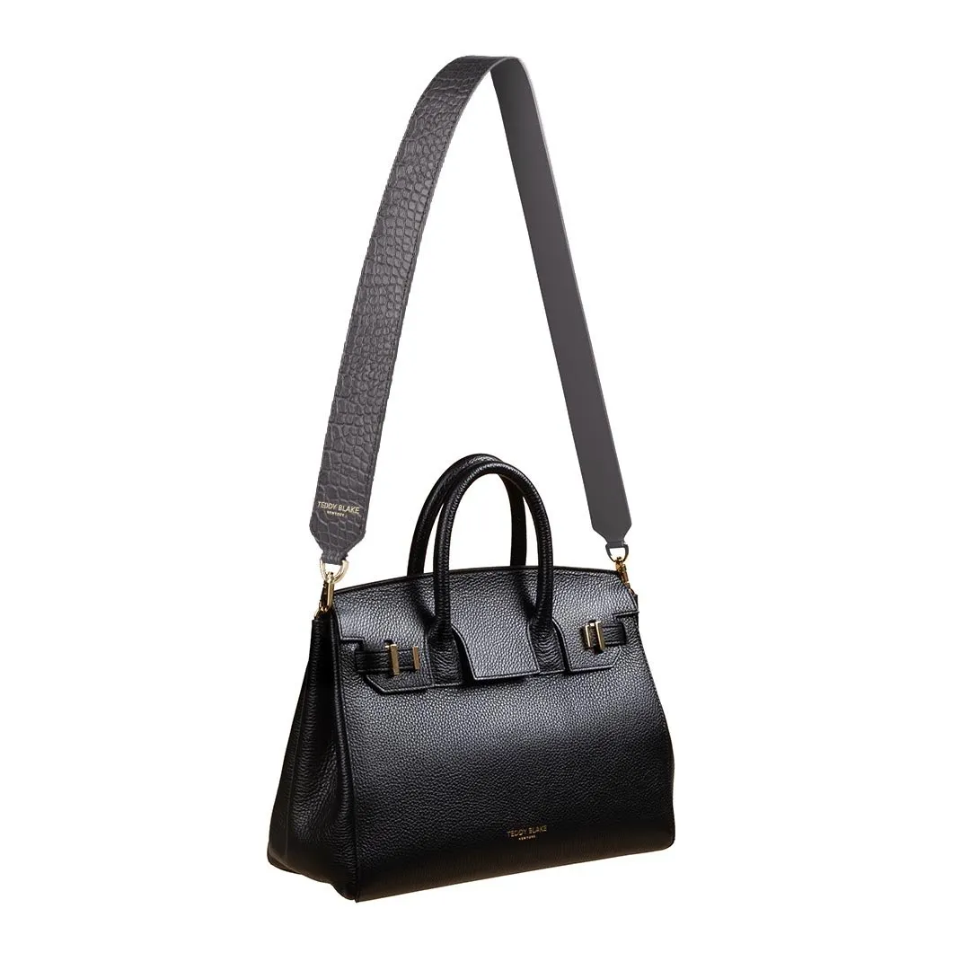 Croco Leather Wide Strap - Grey