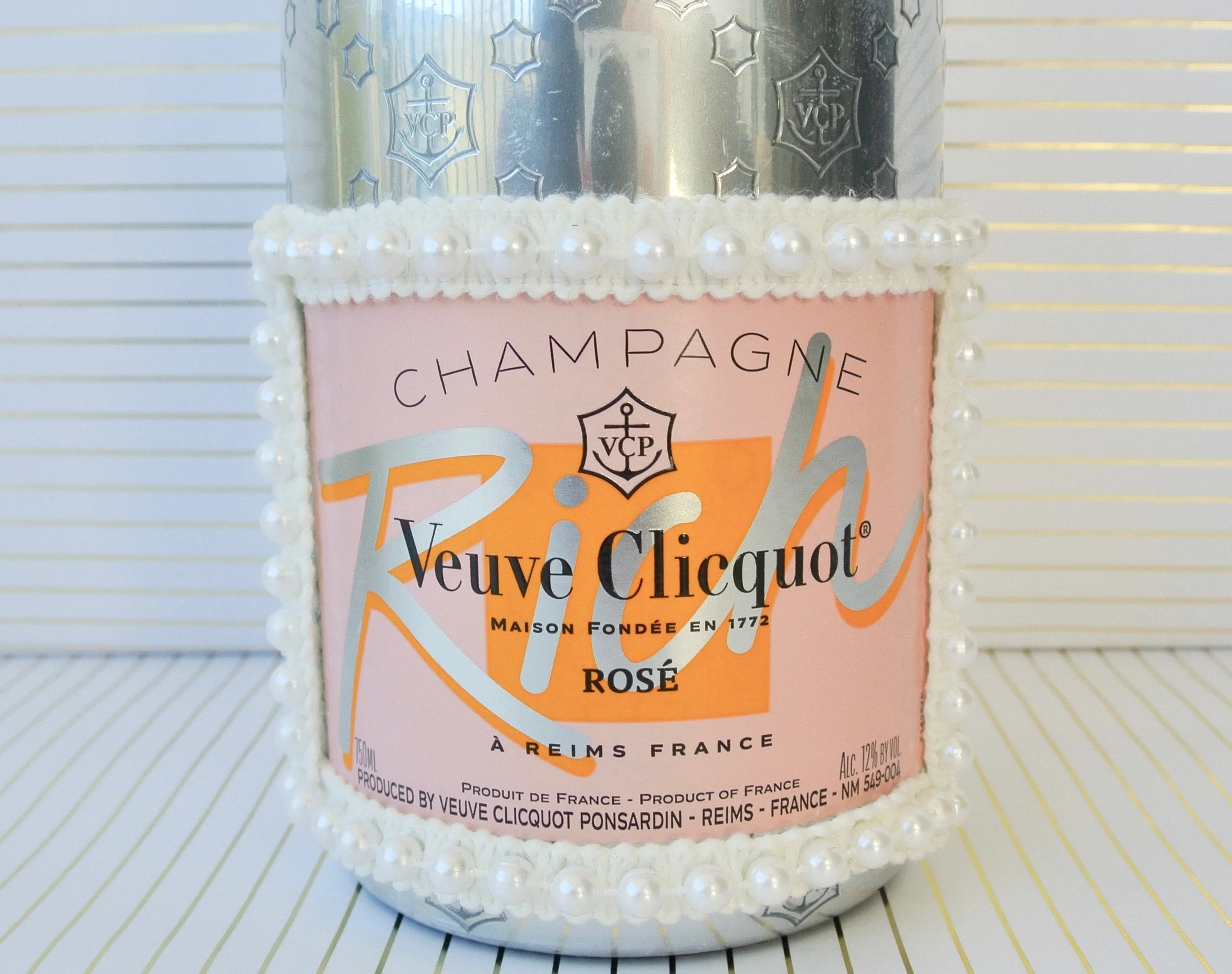 Custom 2022 Pearls on Pearls Custom Veuve Clicquot Champagne Bottle