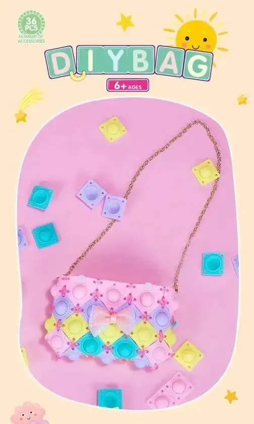 DIY Pop It Bag, DIY Bubble Bag, 36 Pieces Silicone Colourful Bubbles
