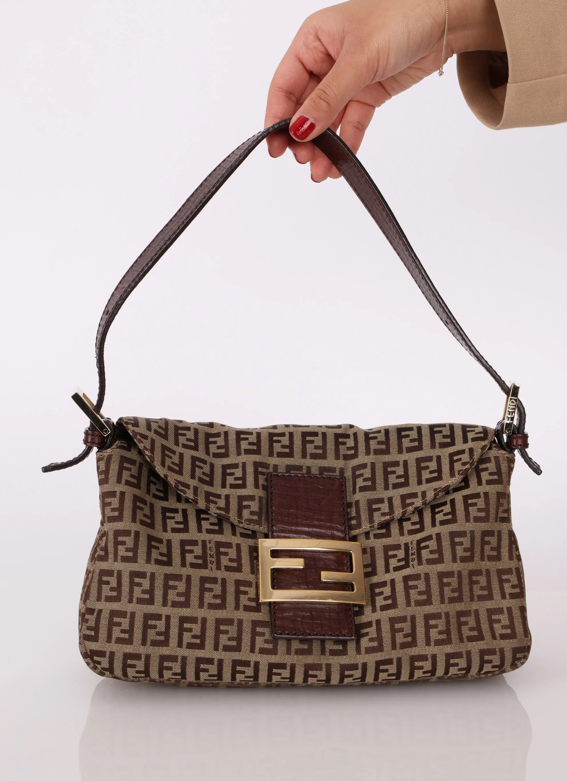 Fendi Zucchino Canvas Mama Baguette GHW