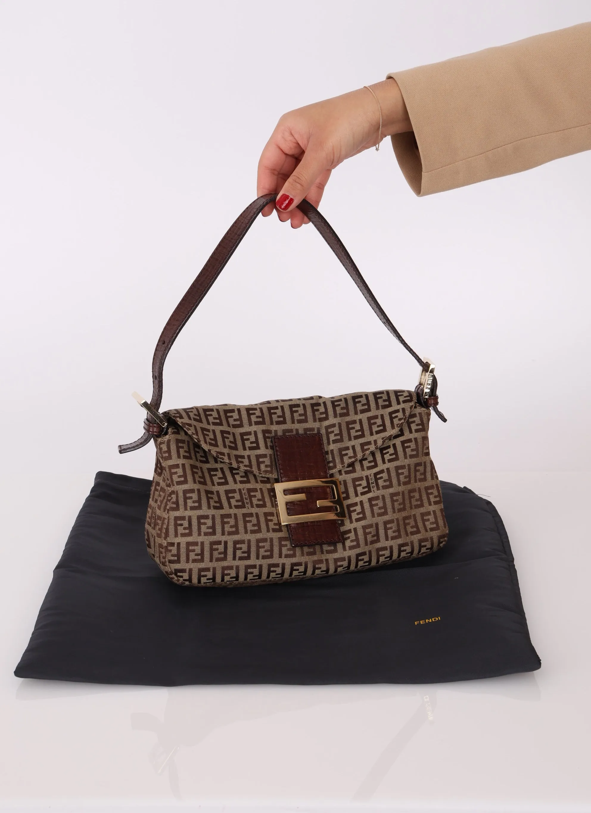 Fendi Zucchino Canvas Mama Baguette GHW