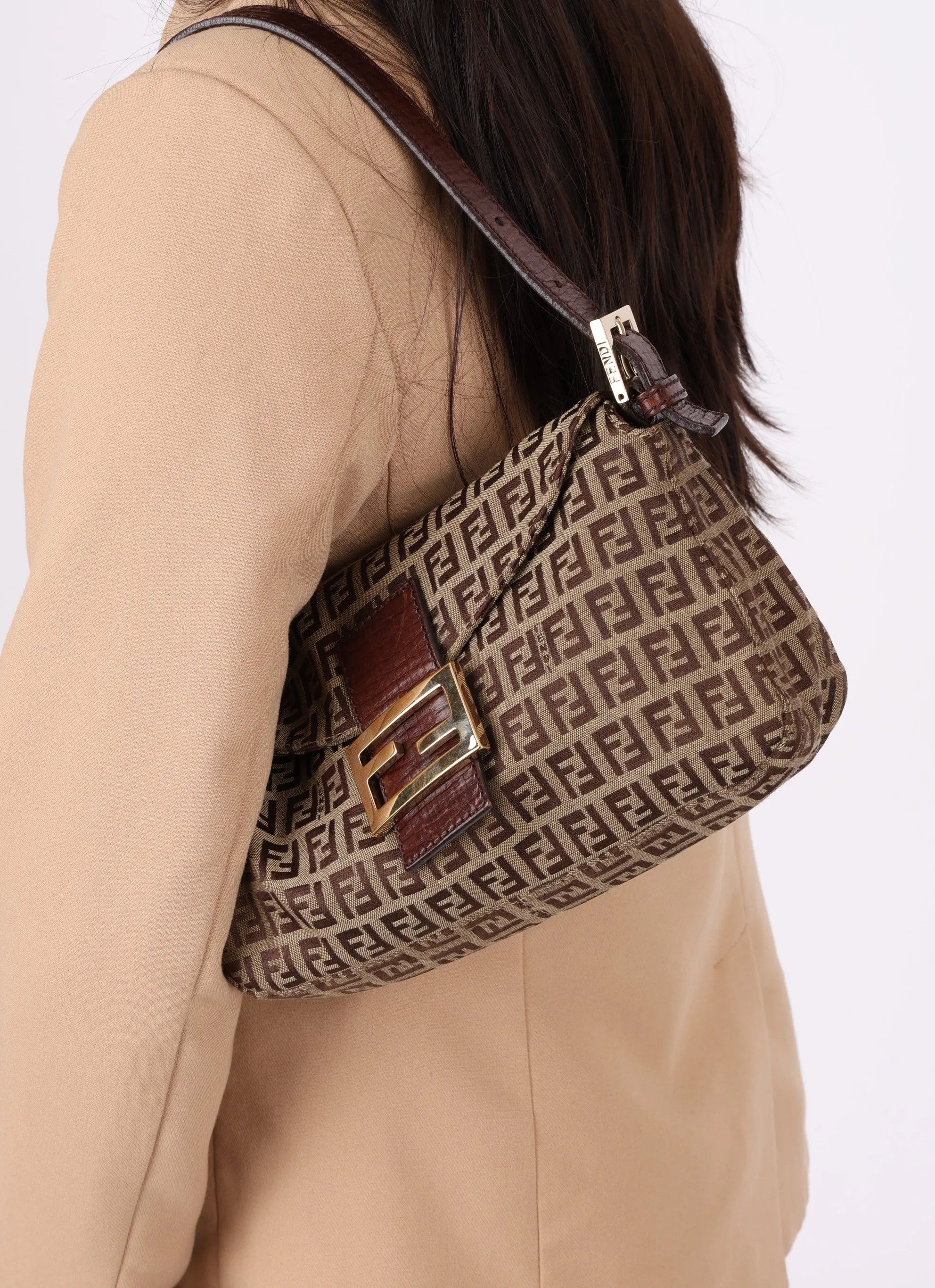 Fendi Zucchino Canvas Mama Baguette GHW