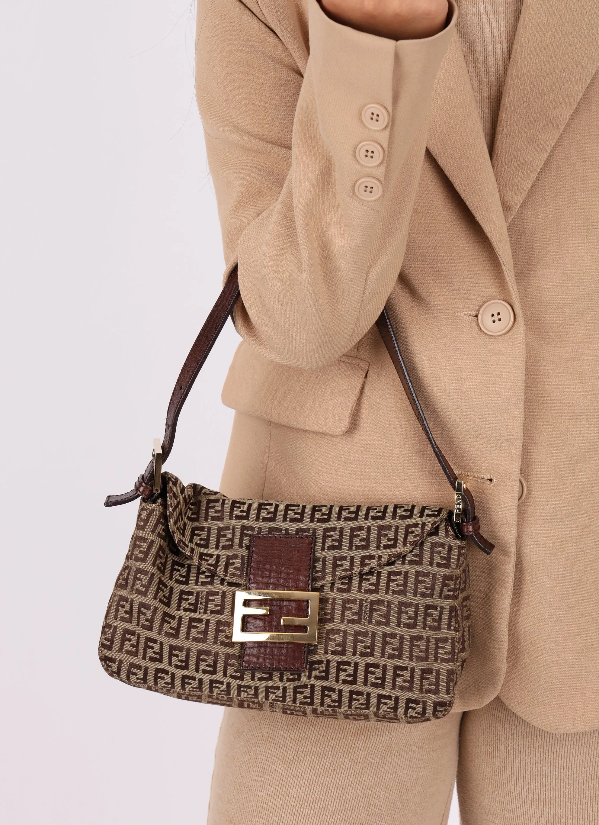 Fendi Zucchino Canvas Mama Baguette GHW