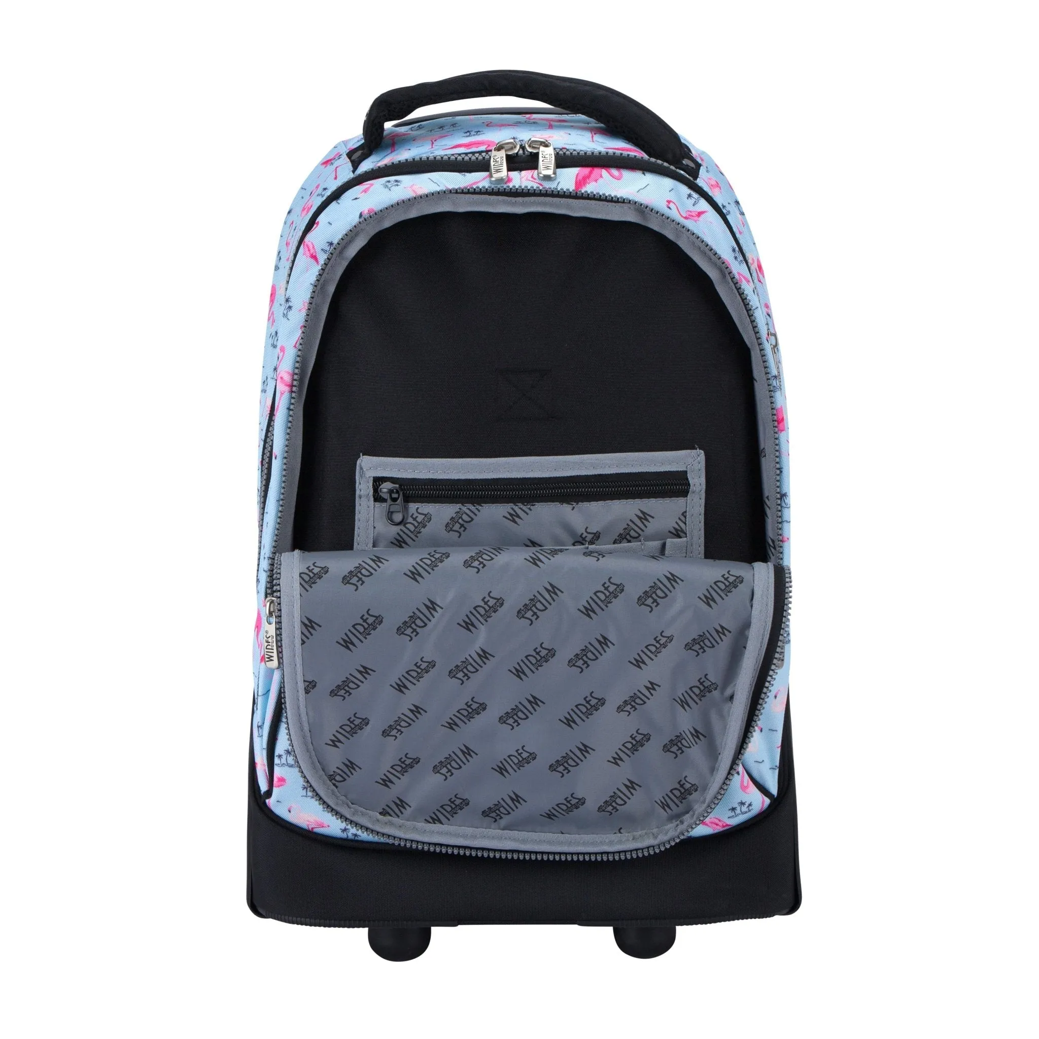 Flamingo Summer Big Wheel School Bag Trolley Set of 3 (Lunch Bag & Pencil Case)