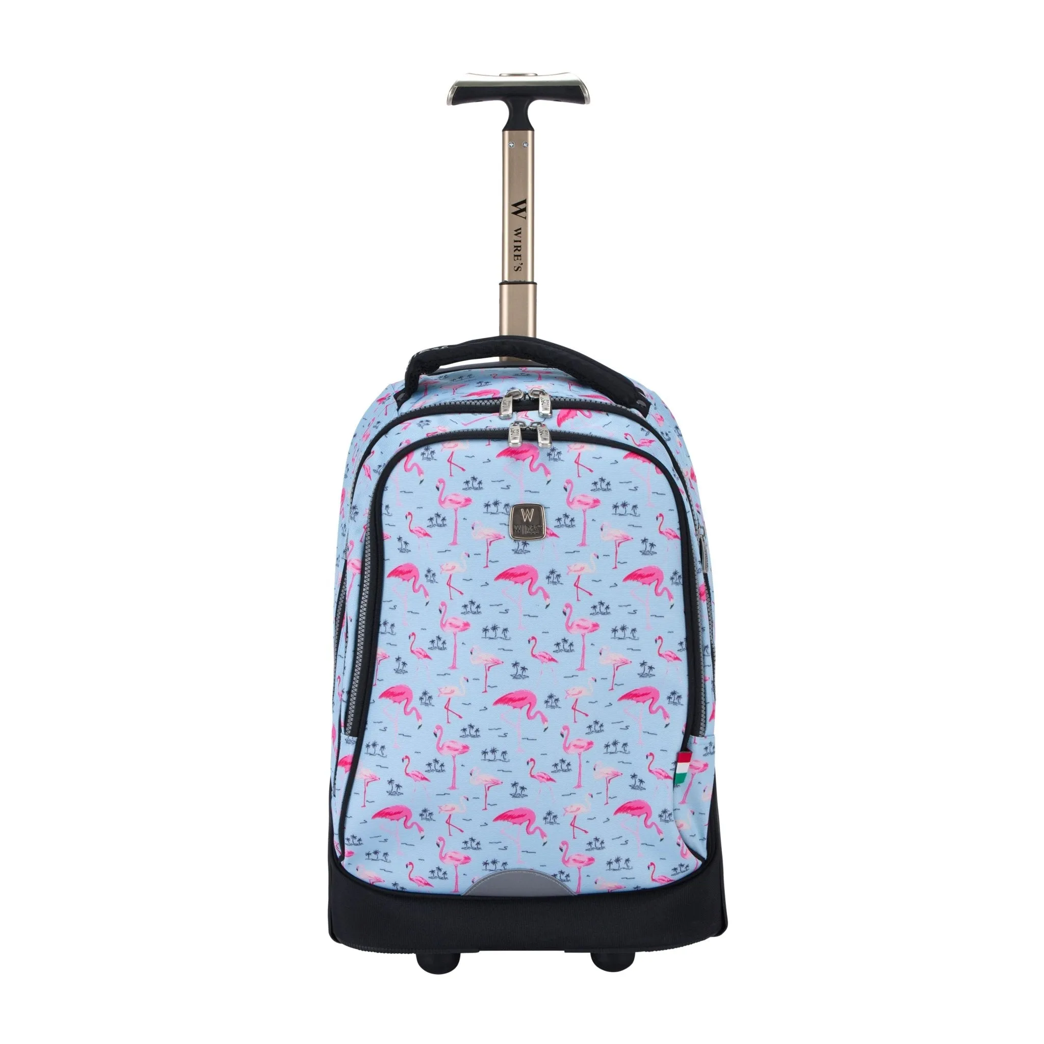Flamingo Summer Big Wheel School Bag Trolley Set of 3 (Lunch Bag & Pencil Case)