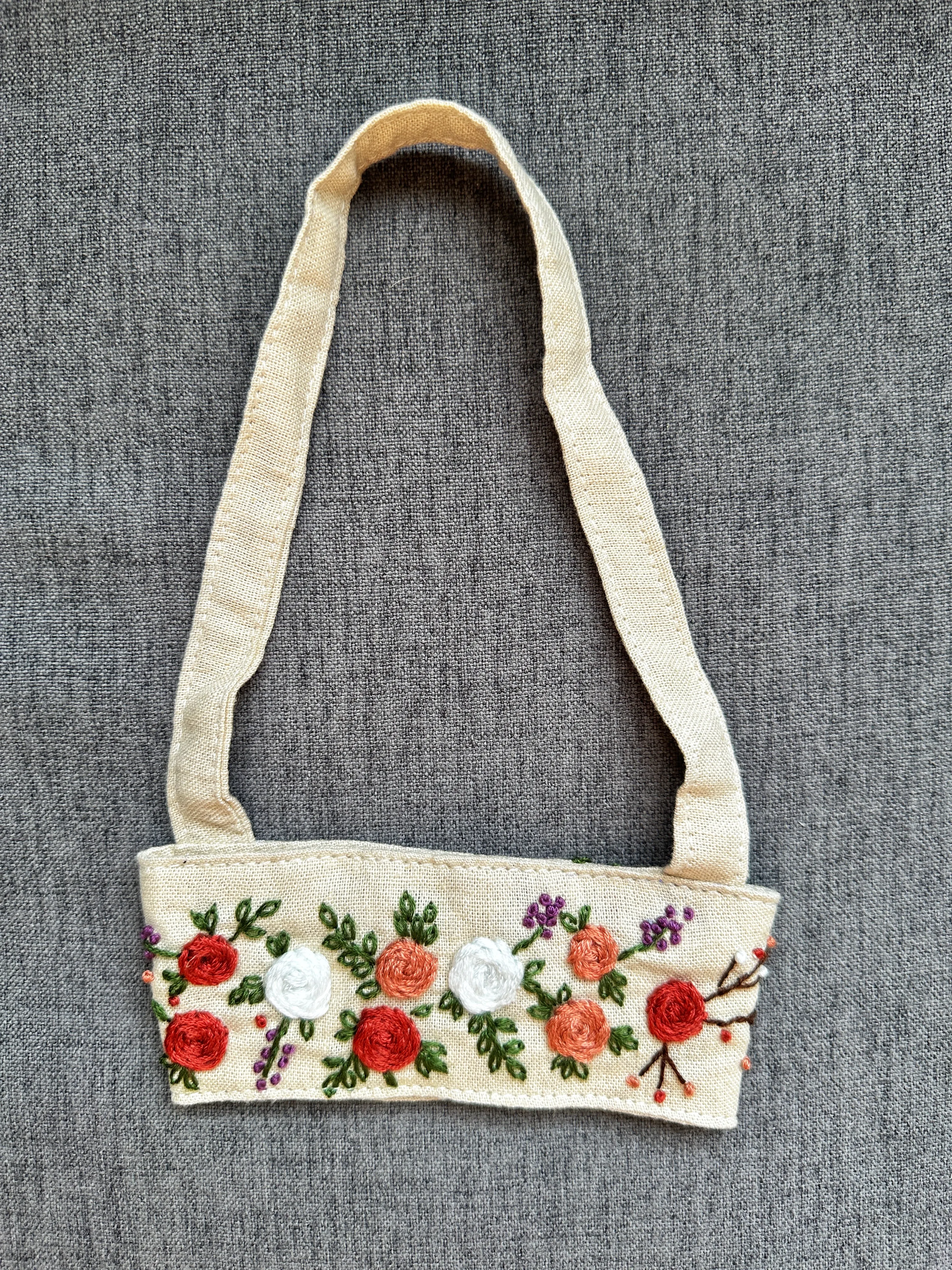 Floral Embroidered Cup Carrier