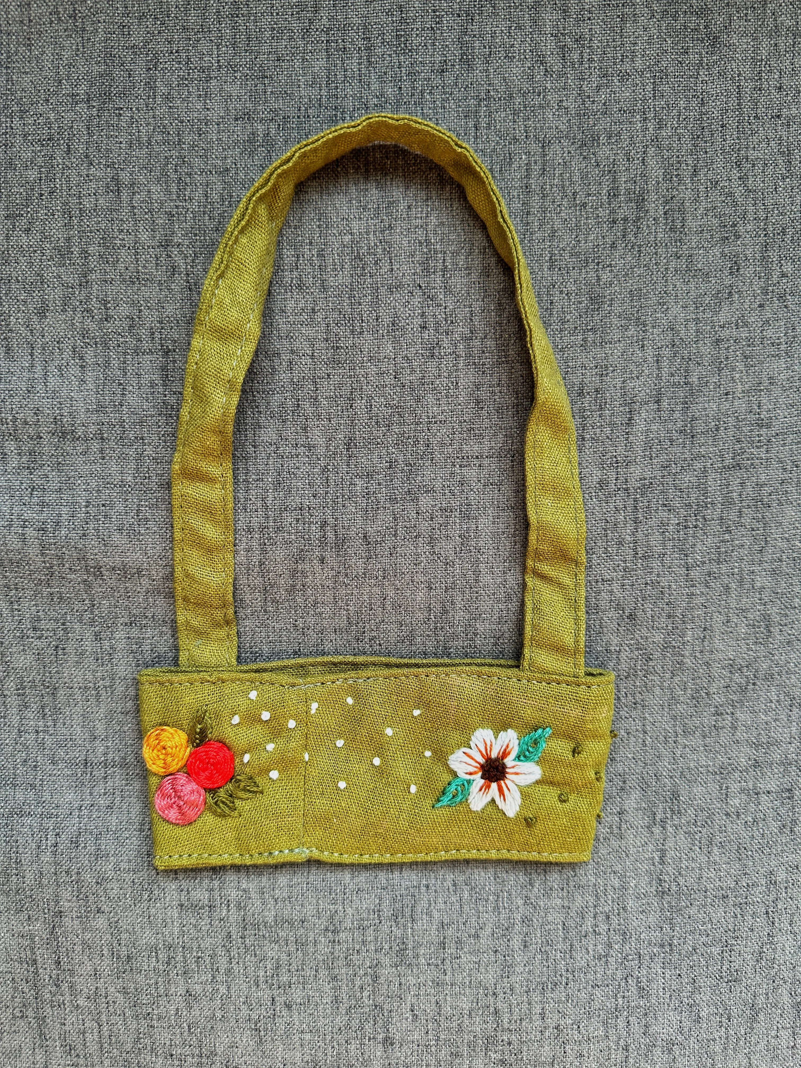 Floral Embroidered Cup Carrier