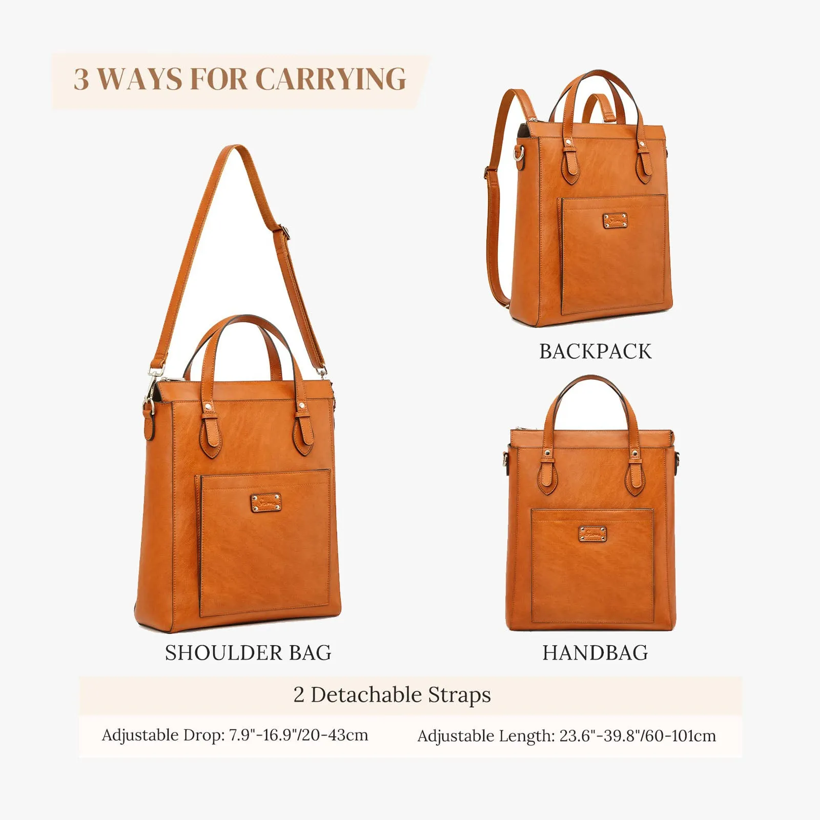 Genuine Leather Convertible Backpack