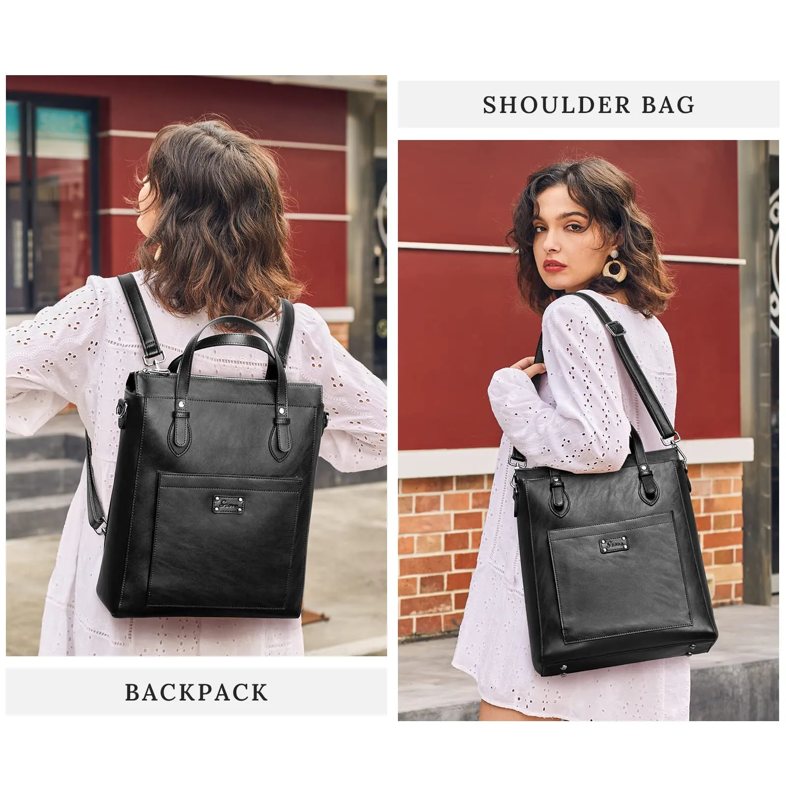 Genuine Leather Convertible Backpack