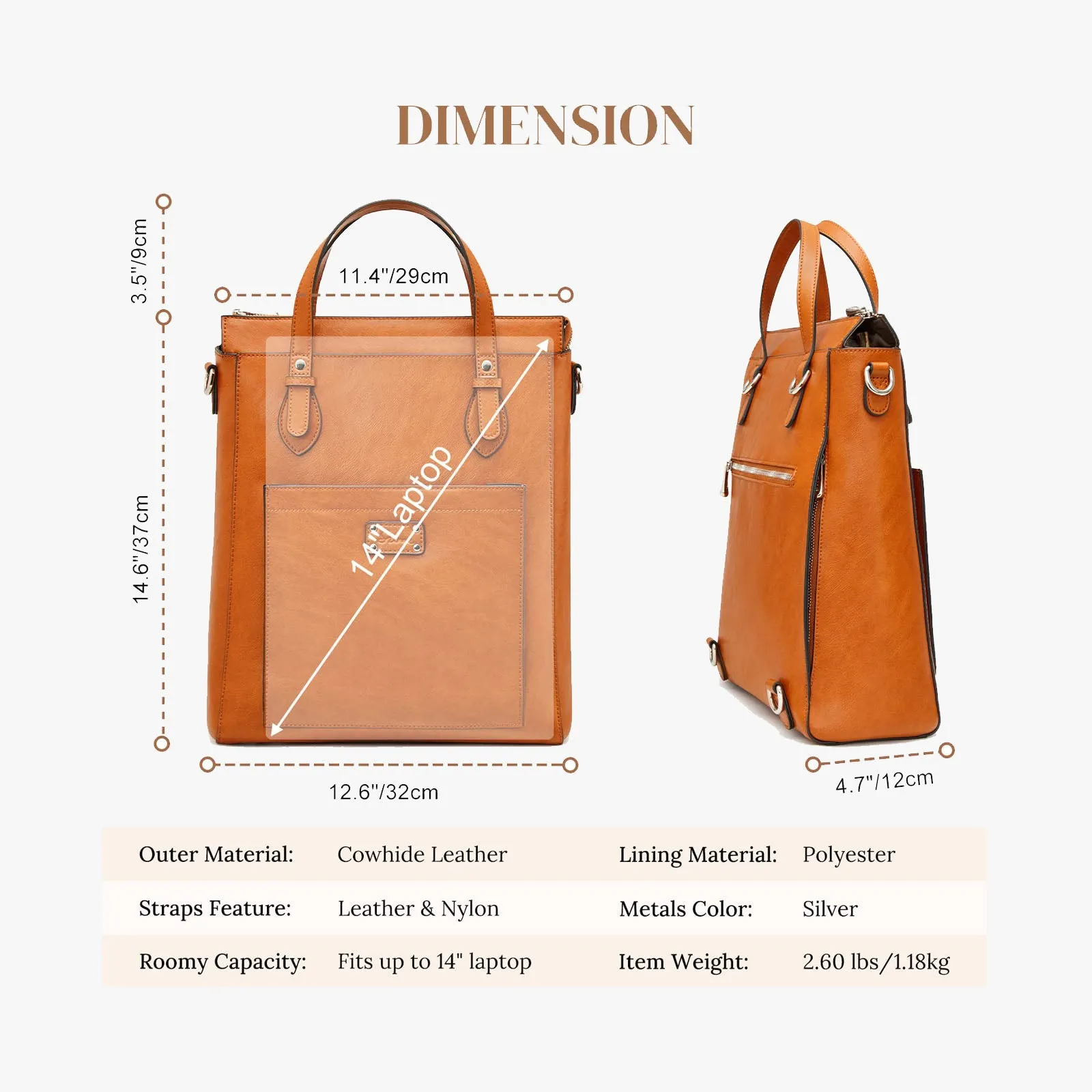 Genuine Leather Convertible Backpack