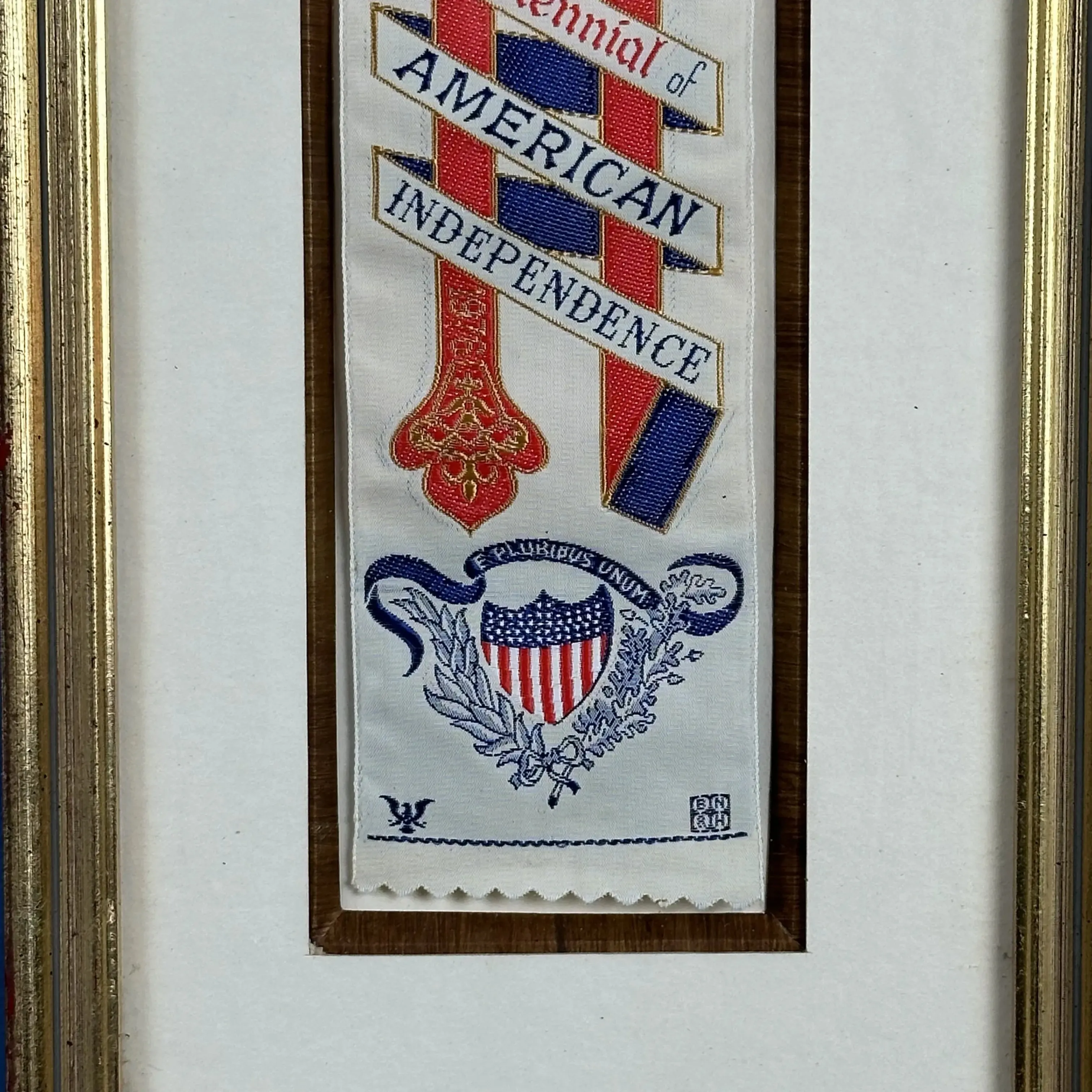 George Washington Bicentennial Silk Stevengraph Ribbon — Framed