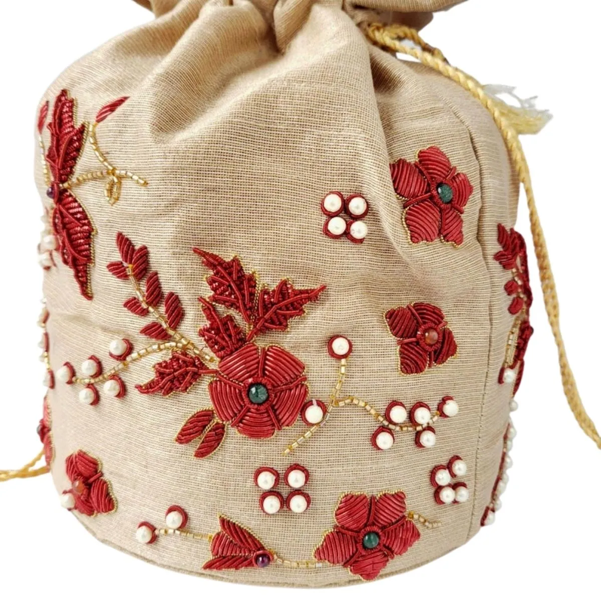 Gold Potli Bag Bucket Bag