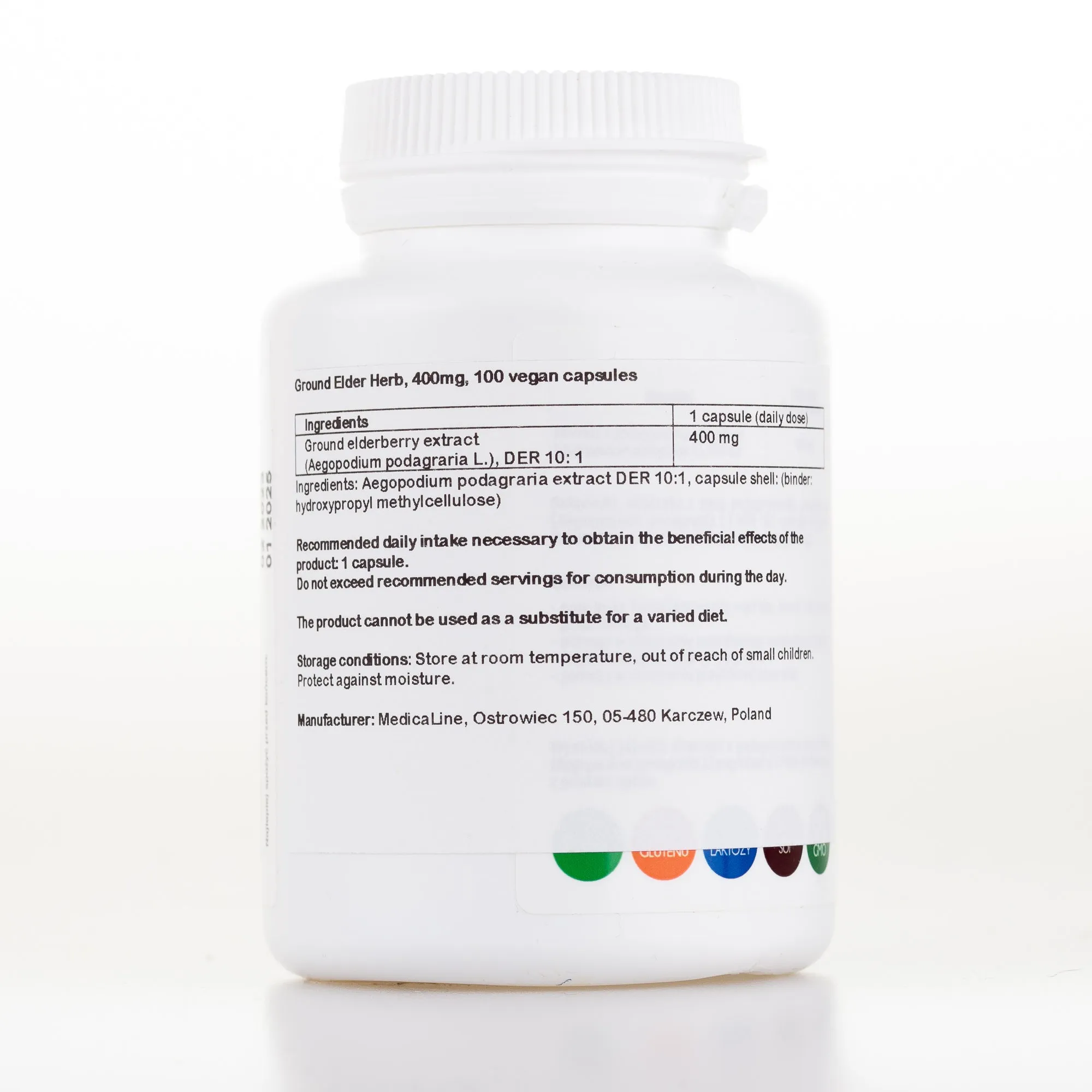 Ground Elder Herb (Aegopodium podagraria L.) extract, 100 vegan capsules