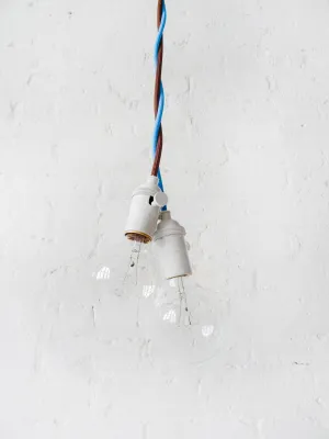 Hanging Plug Light Custom Choice of Blue or Brown Textile Cord