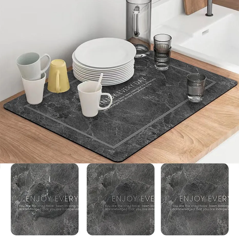 Kitchen Countertop Drainer Mat Slide Pad Water Absorbent Drying Mat