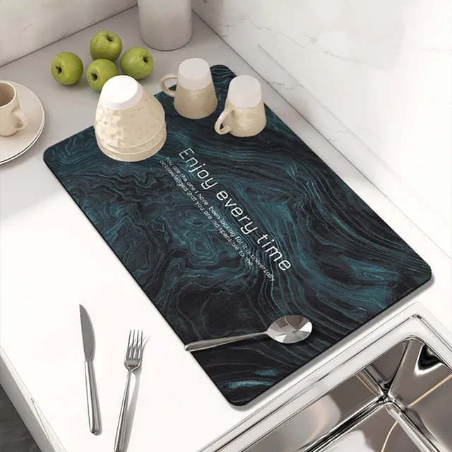 Kitchen Countertop Drainer Mat Slide Pad Water Absorbent Drying Mat
