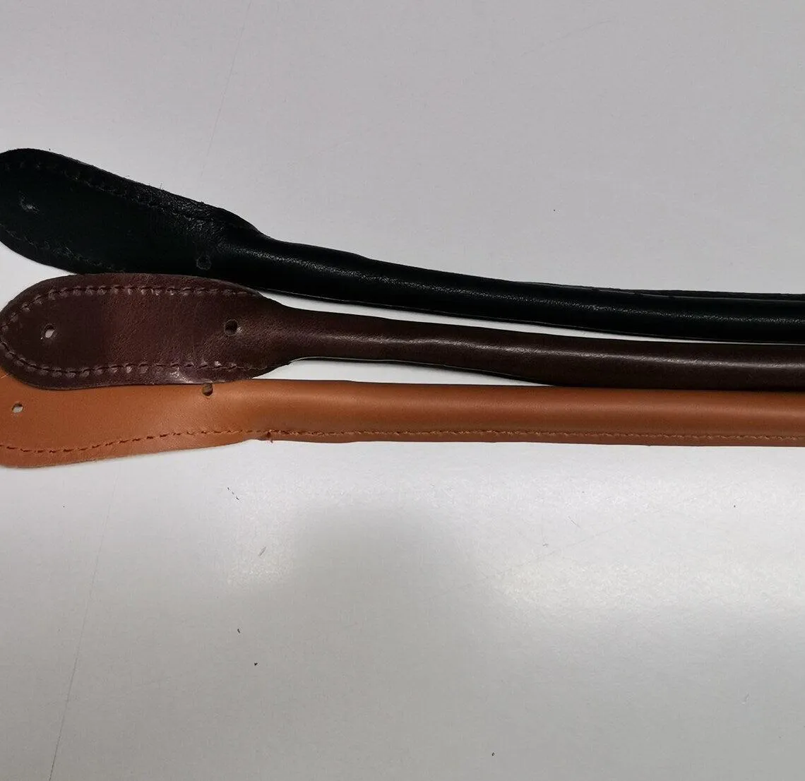 Leather handles for bags, Pair of leather handbag handles, rounded and stitched, length 55cm-21,6 inches