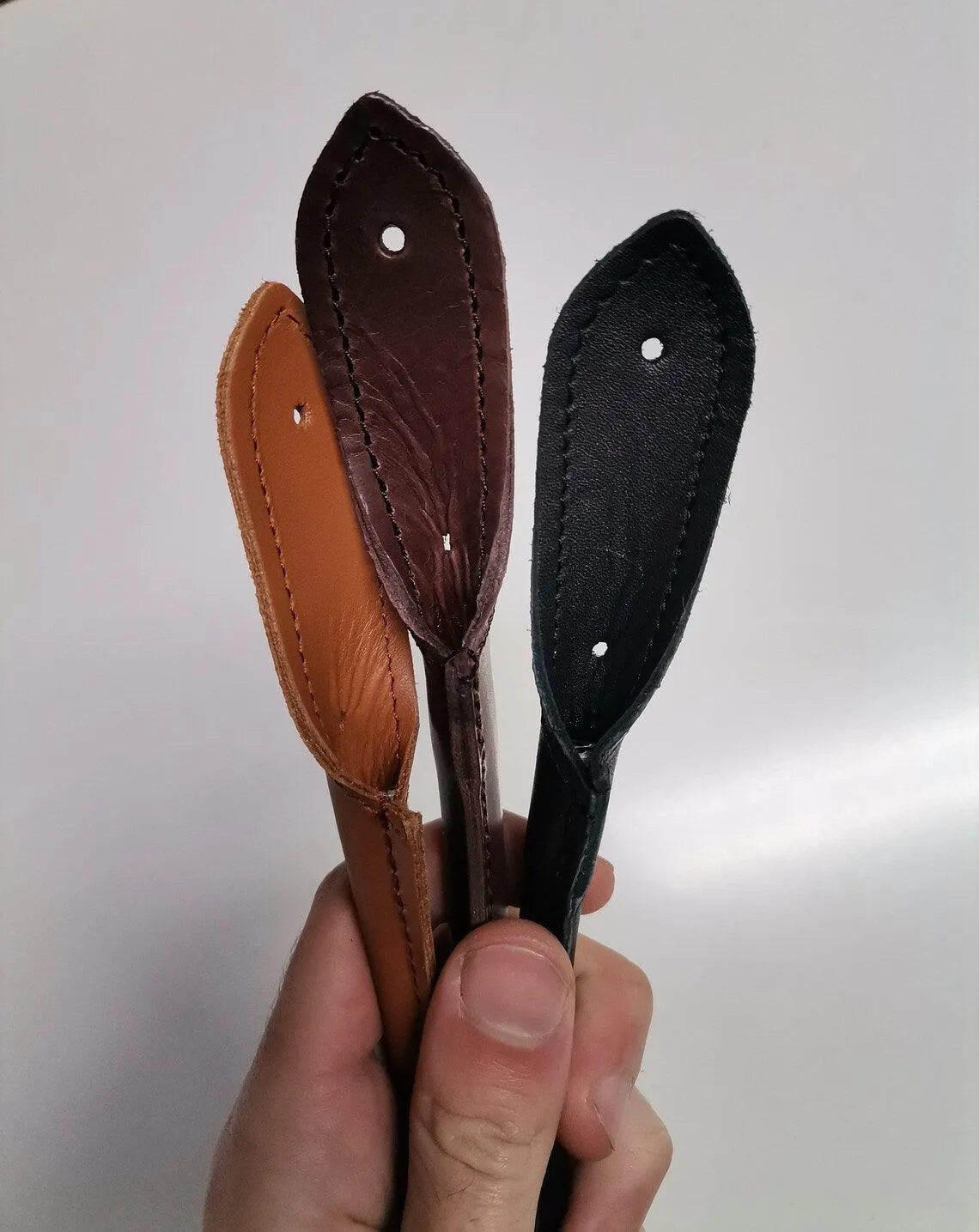 Leather handles for bags, Pair of leather handbag handles, rounded and stitched, length 55cm-21,6 inches