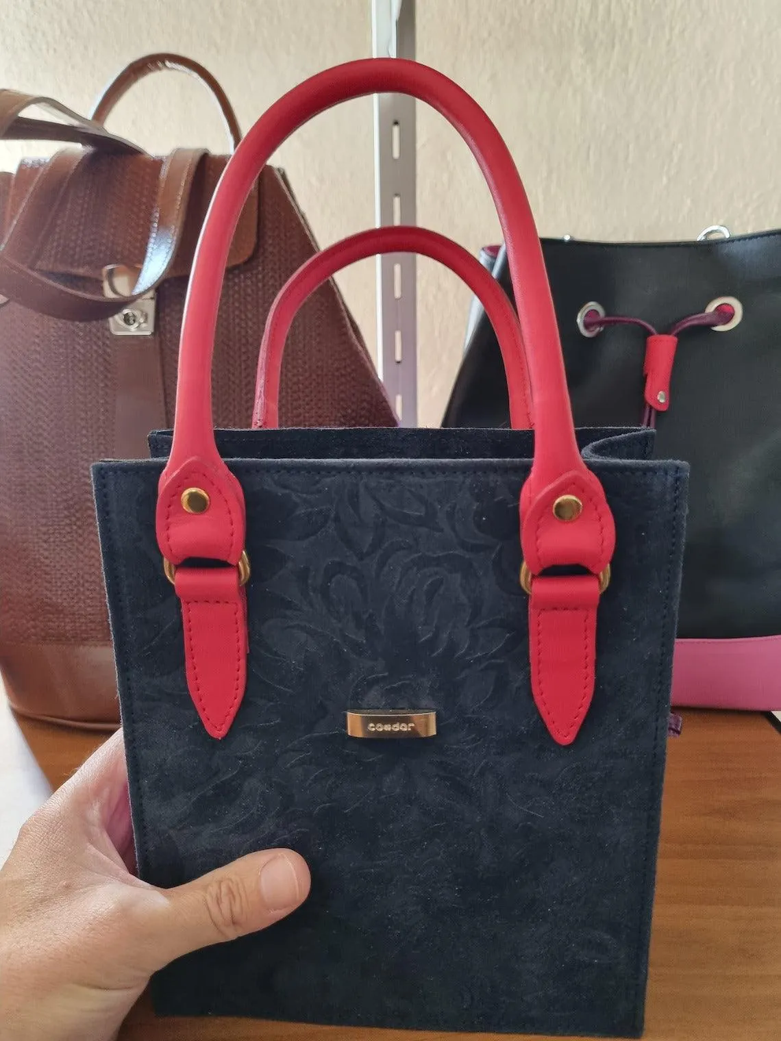 Leather handles for bags, Pair of leather handbag handles, rounded and stitched, length 55cm-21,6 inches