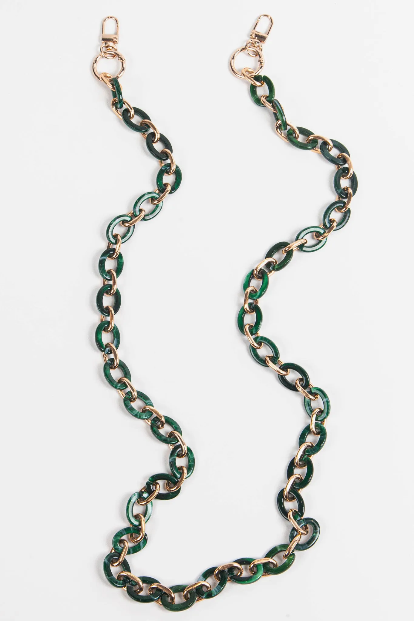 Marbled Oval Link Acrylic Bag Strap Green