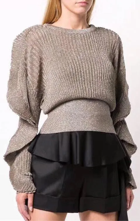Metallic Ruffle Sweater