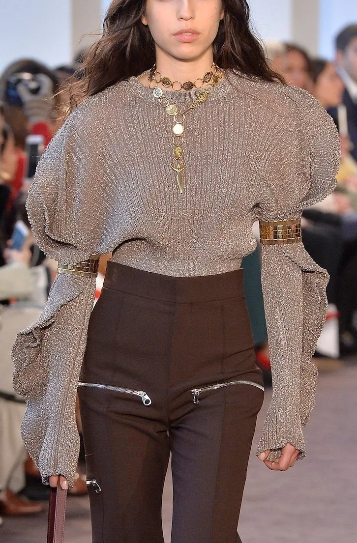Metallic Ruffle Sweater