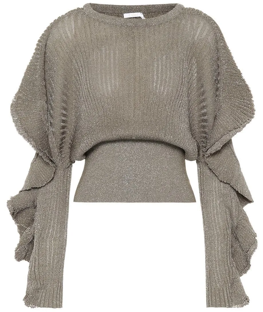 Metallic Ruffle Sweater