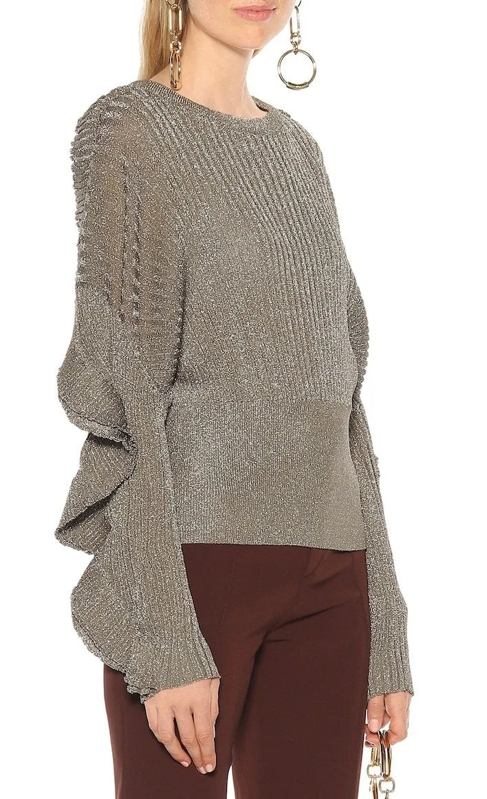 Metallic Ruffle Sweater