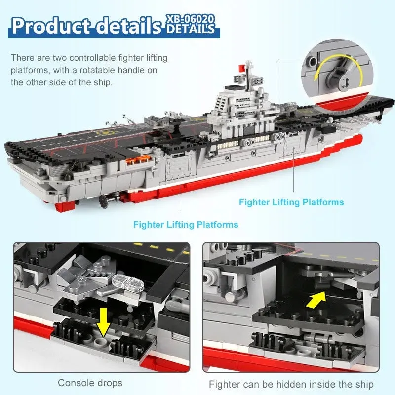 Military MOC Chinese Type 001 Aircraft Carrier Ship Bricks