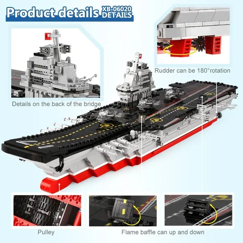 Military MOC Chinese Type 001 Aircraft Carrier Ship Bricks