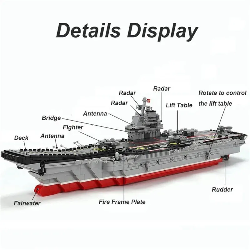 Military MOC Chinese Type 001 Aircraft Carrier Ship Bricks