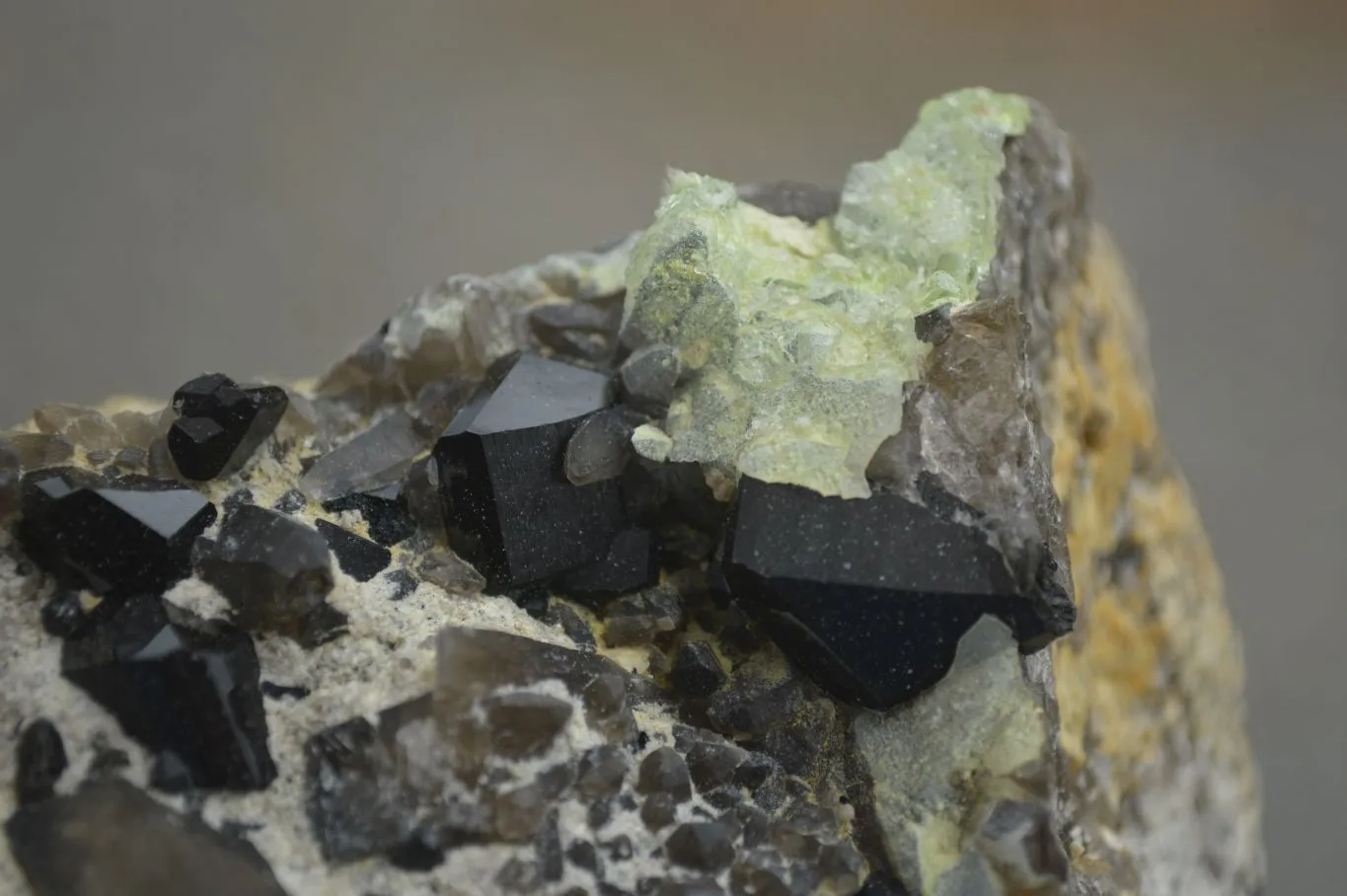 Natural Black Tourmaline Specimen With Hyalite Opal x 1 From Erongo Mountains, Namibia