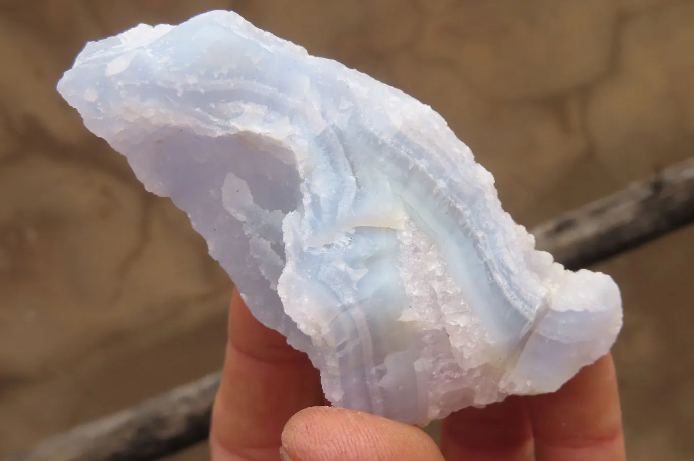 Natural Etched Blue Chalcedony Specimens x 12 From Malawi