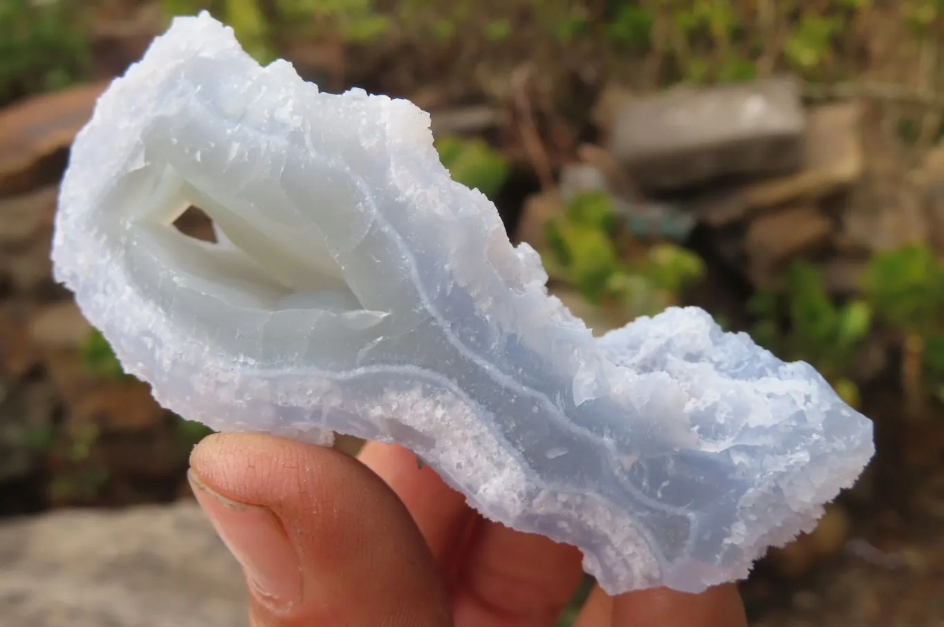 Natural Etched Blue Chalcedony Specimens x 12 From Malawi