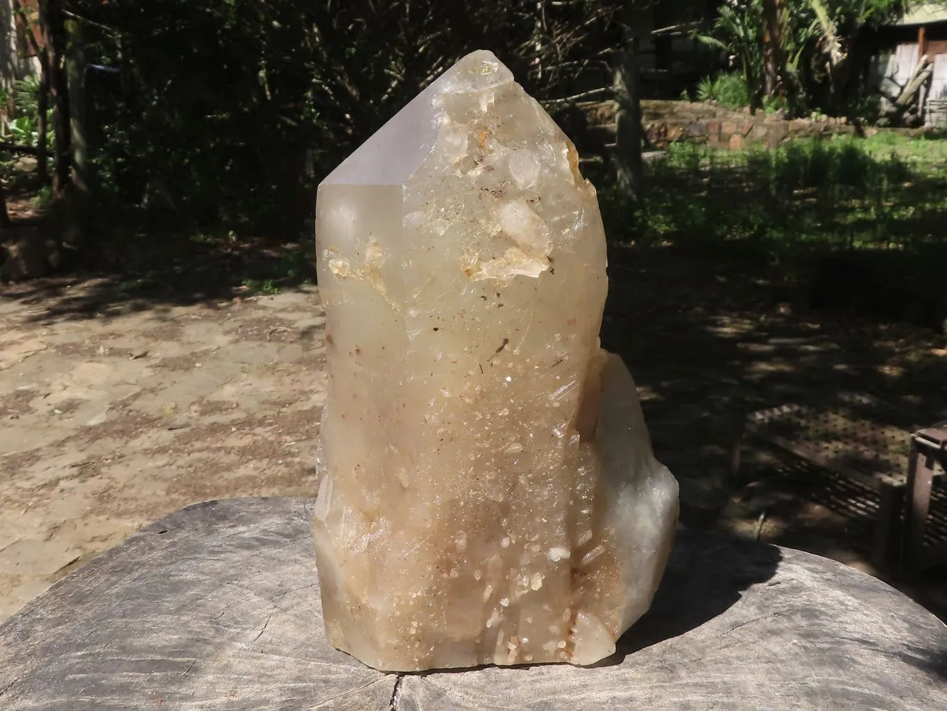 Natural Half Polished Quartz Crystal (Cut To Stand) x 1 From Angola
