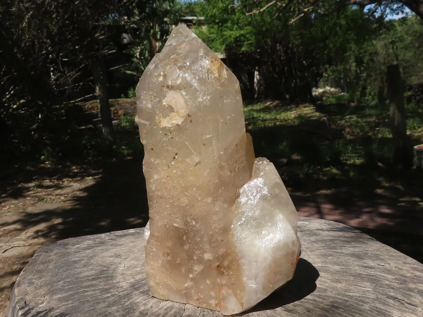 Natural Half Polished Quartz Crystal (Cut To Stand) x 1 From Angola
